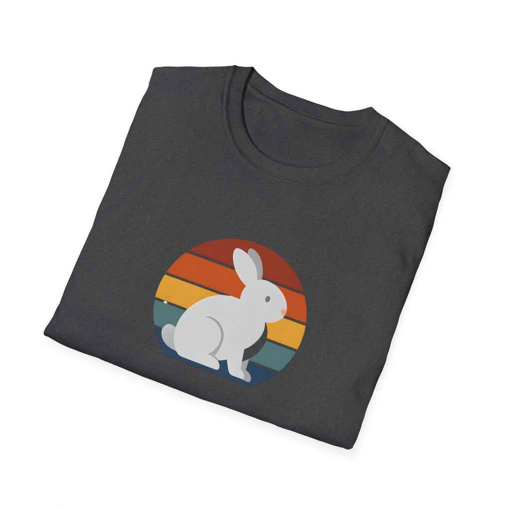 Retro Sunset Bunny T-Shirt — Cute Rabbit Vintage Stripe Tee