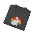 Retro Sunset Bunny T-Shirt — Cute Rabbit Vintage Stripe Tee