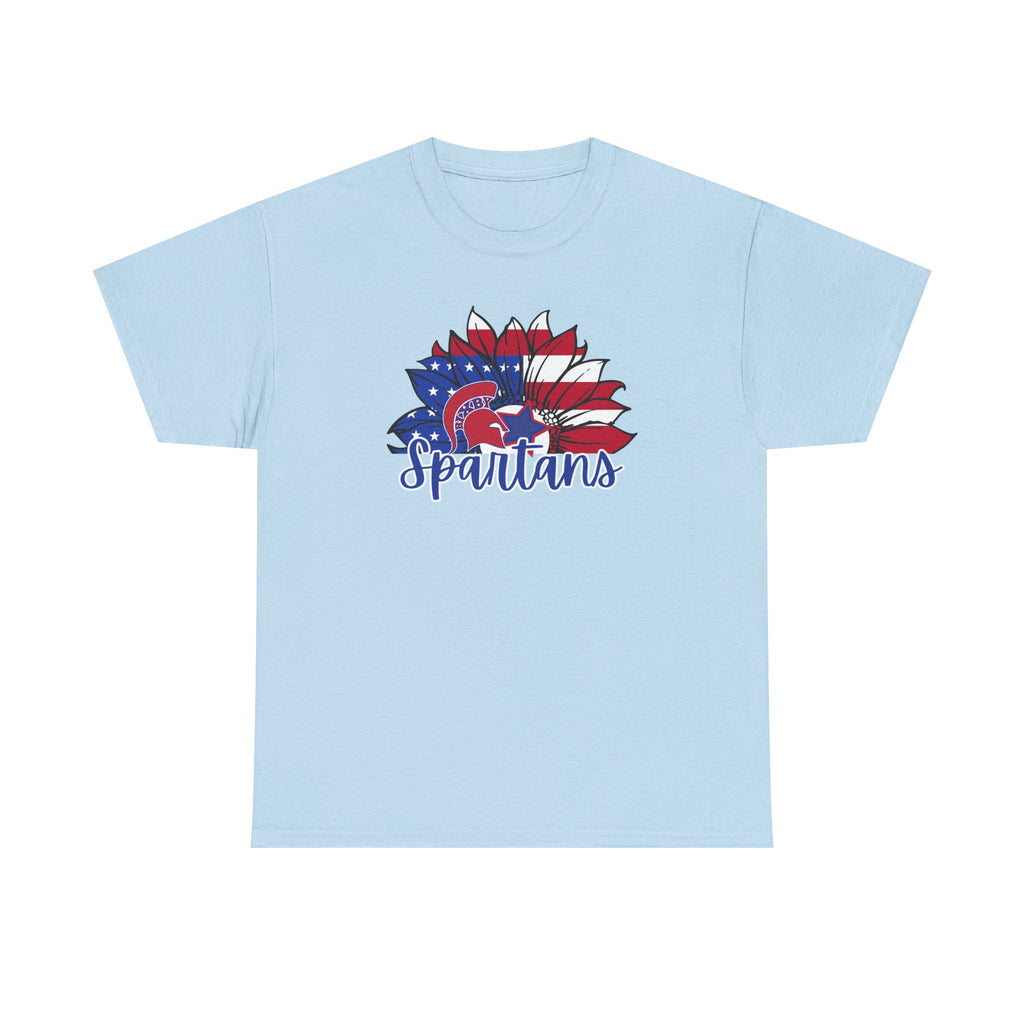 Bixby Spartans Patriotic American Flower T-Shirt