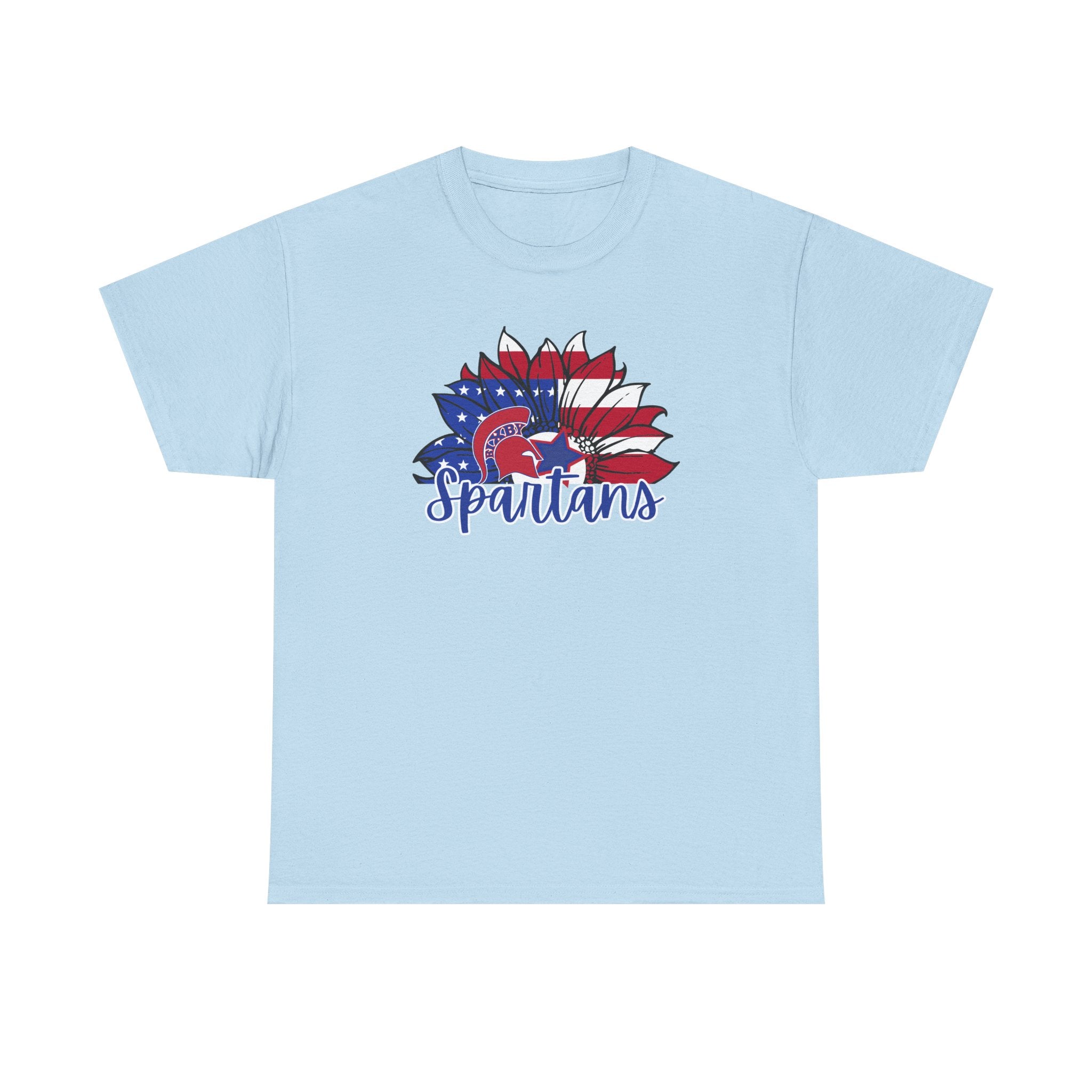 Bixby Spartans Patriotic American Flower T-Shirt