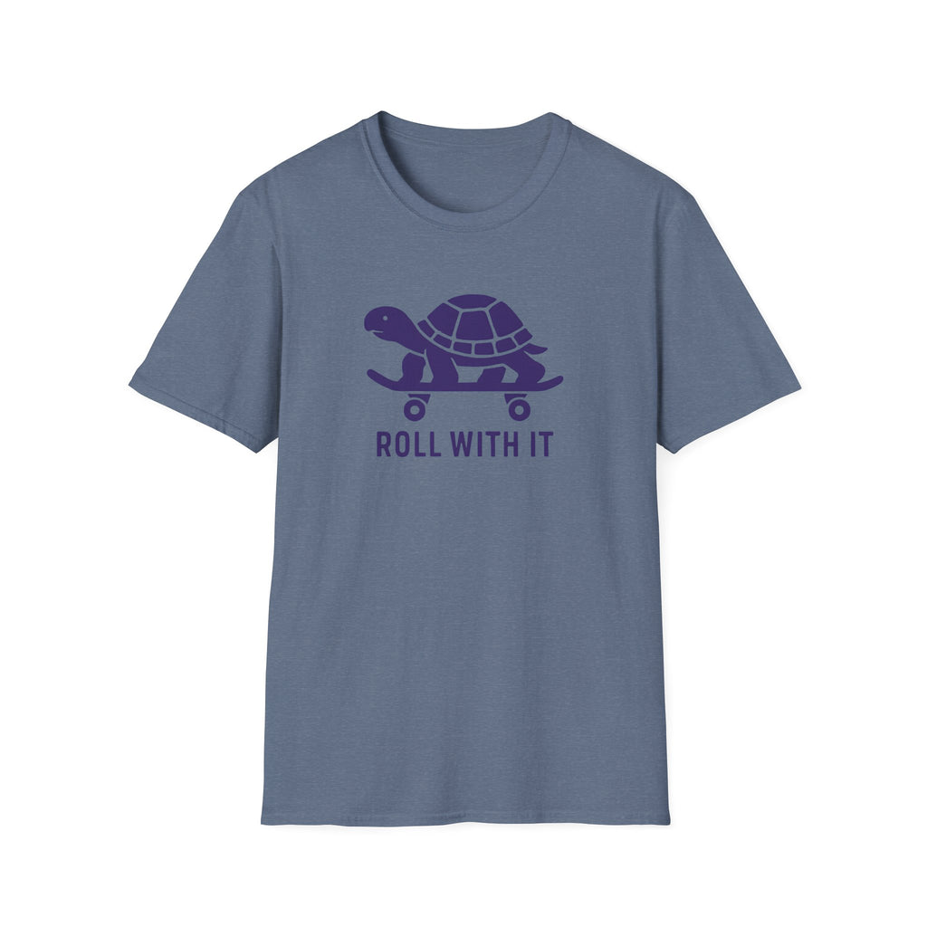 T-Shirt — "Roll With It" Turtle Skateboard Graphic Tee