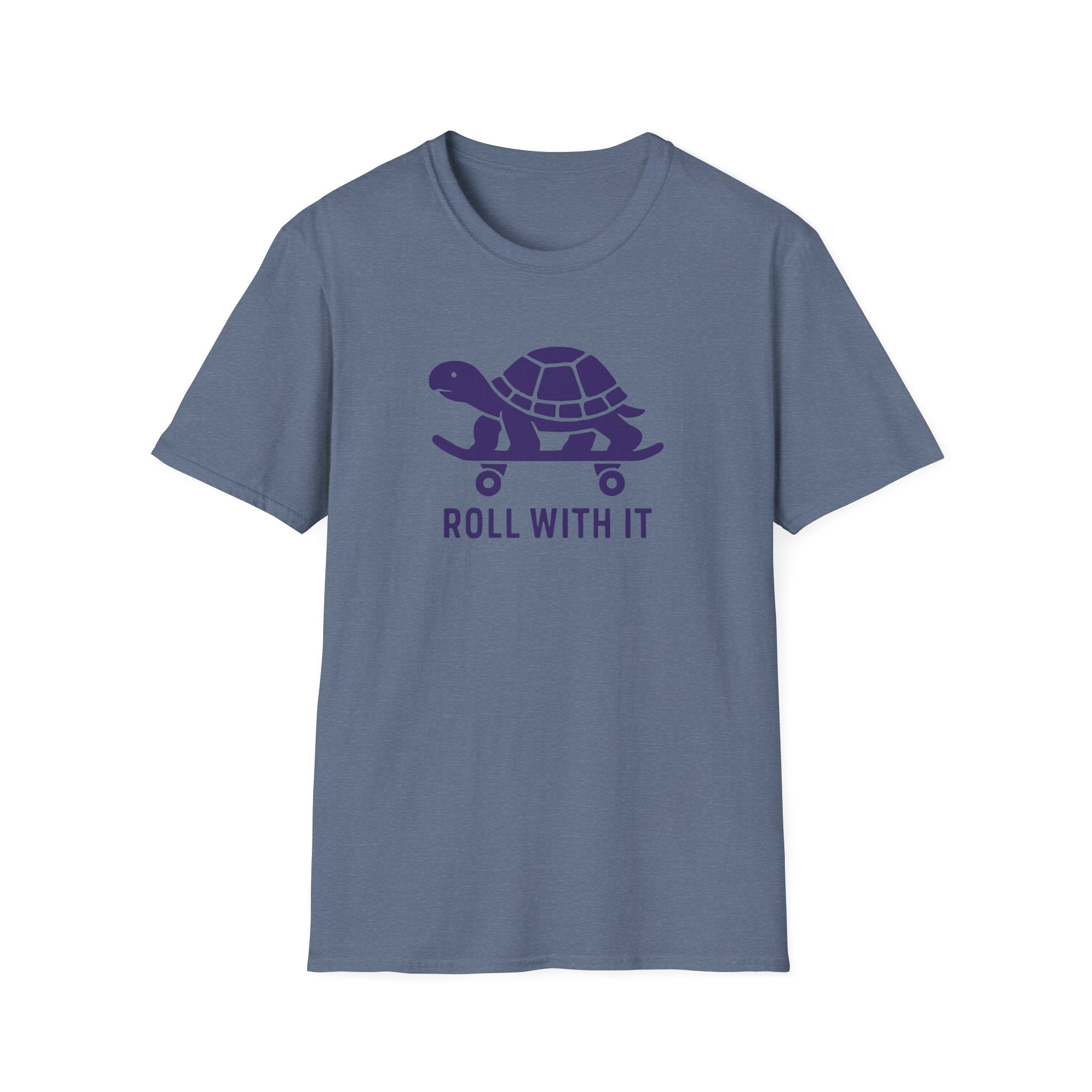 T-Shirt — "Roll With It" Turtle Skateboard Graphic Tee