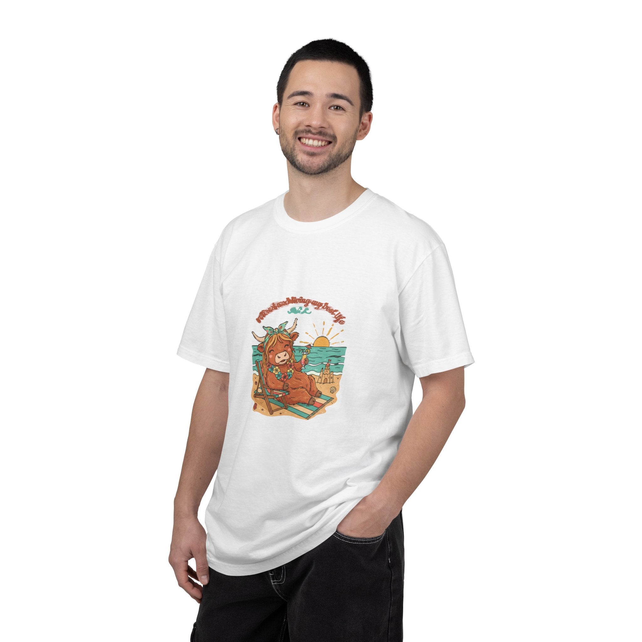 Retired Highland Cow at the Beach T-shirt
