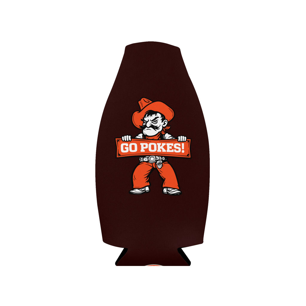 Zip-Up Bottle Cooler Sleeve — "Go Pokes!" Mascot Can Koozie