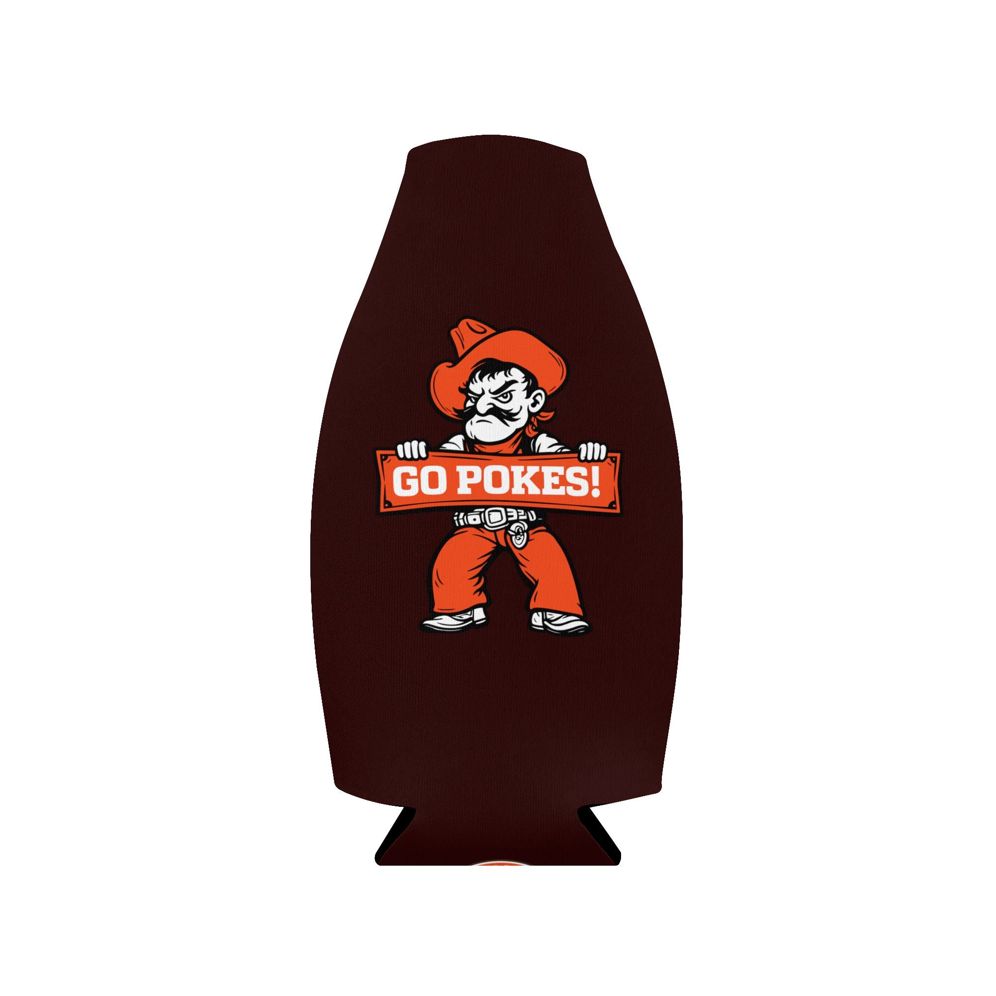 Zip-Up Bottle Cooler Sleeve — "Go Pokes!" Mascot Can Koozie