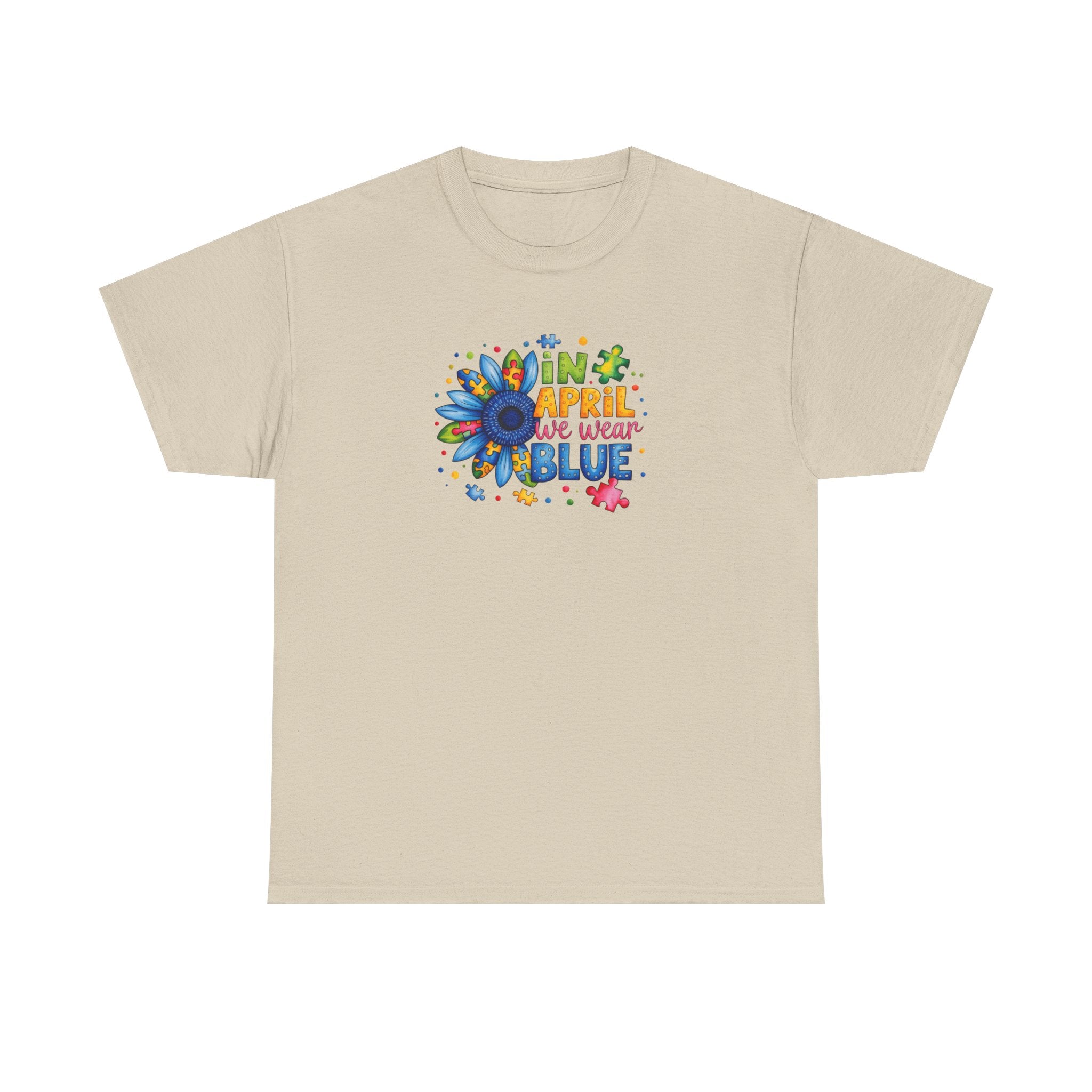 "In April We Wear Blue" Autism Awareness Floral Tee