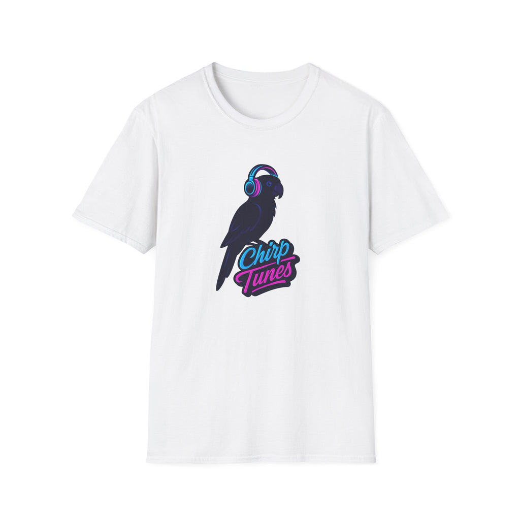T-Shirt — 'Chirp Tunes' Parrot with Headphones Graphic Tee