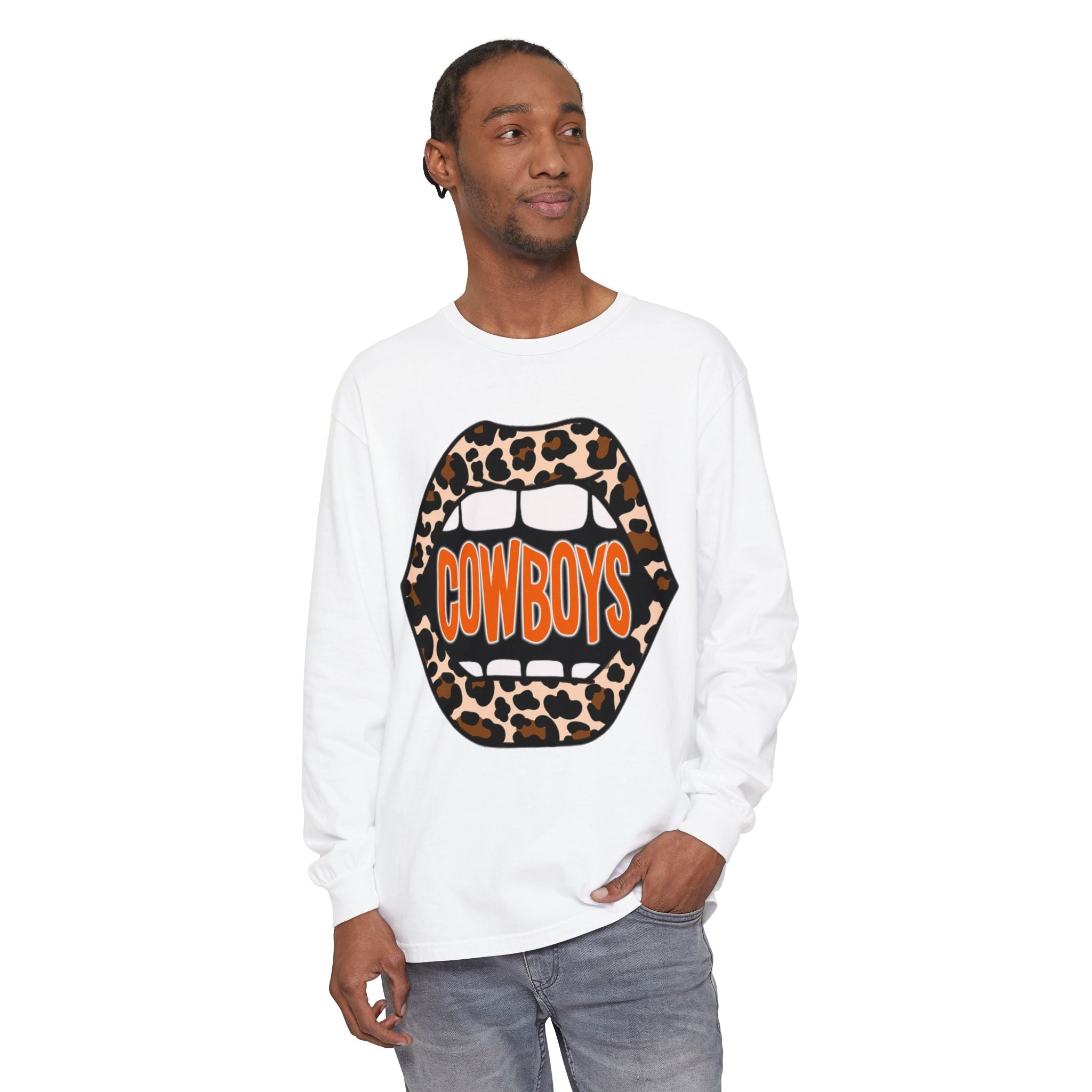 Cowboys Leopard Lips Long Sleeve Tee