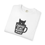 Coffee Is My Happy Place T-Shirt — Cat & Coffee Graphic Tee