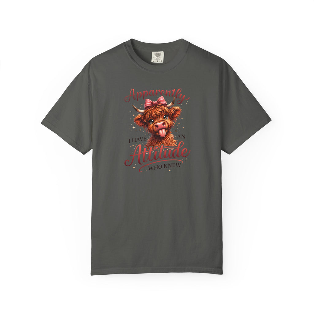Attitude Highland Cow T-Shirt — "Apparently I Have an Attitude" Cute Cow Graphic Tee