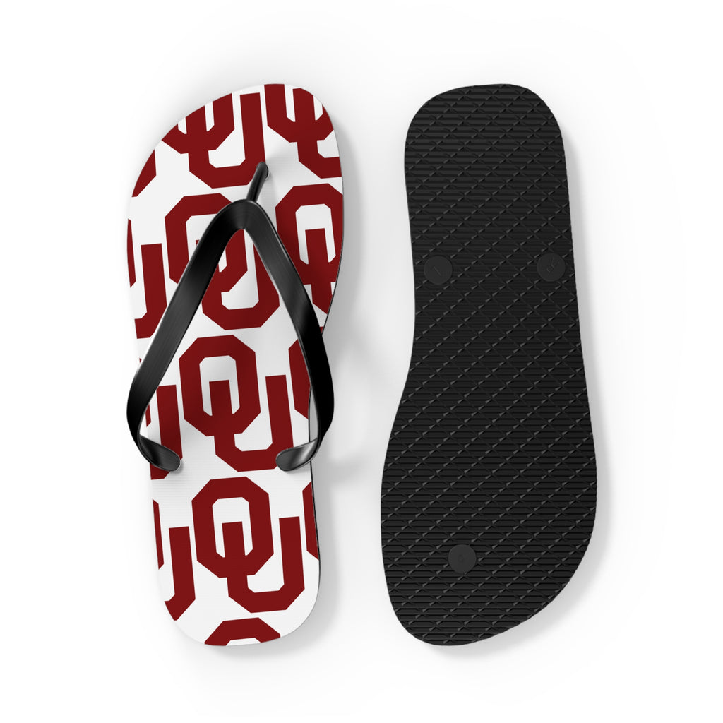 OU Crimson Logo Flip Flops — College Pride Beach Sandals
