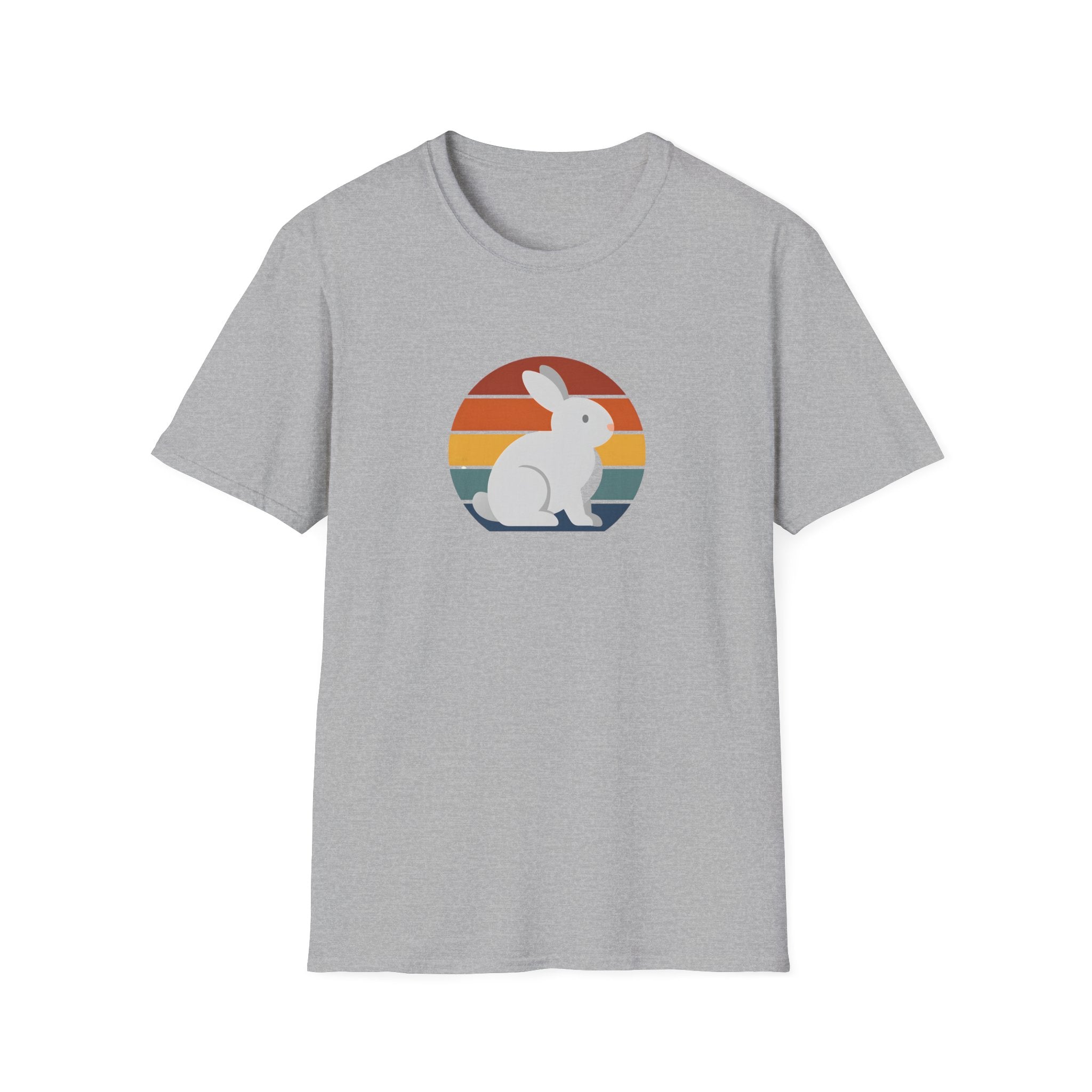 Retro Sunset Bunny T-Shirt — Cute Rabbit Vintage Stripe Tee