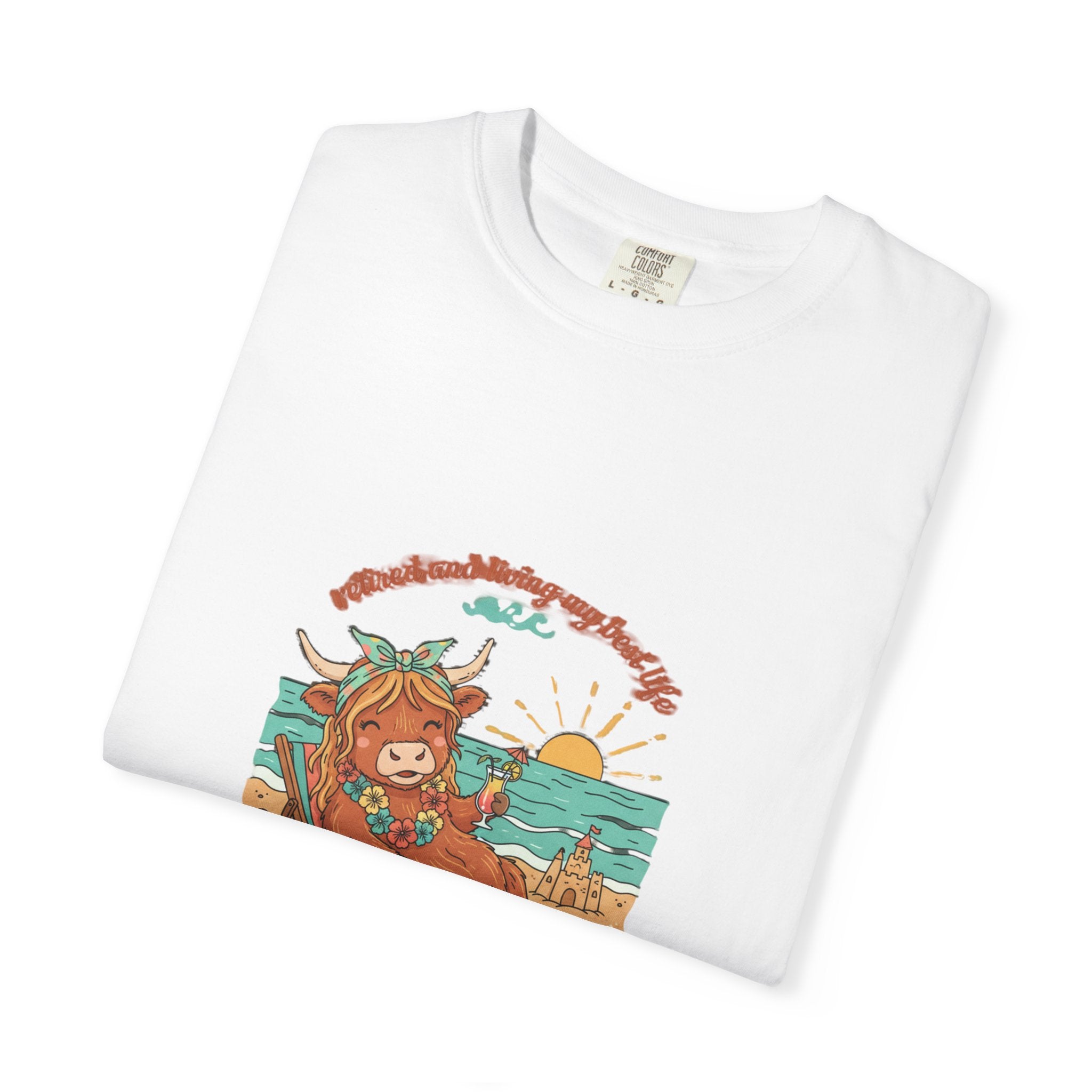 Retired Highland Cow at the Beach T-shirt