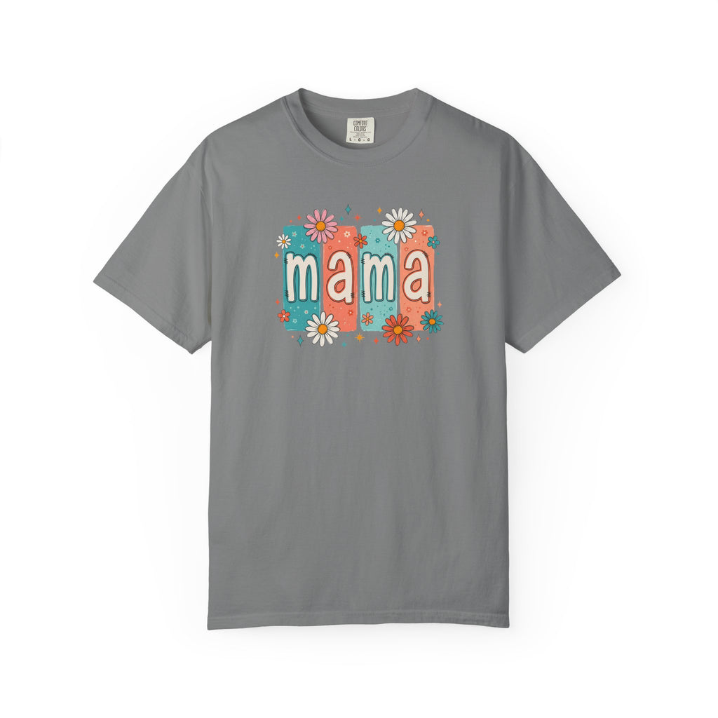 Mama Floral Tee — Retro Block Letter Mother's Day T-Shirt