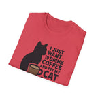 Cat & Coffee T-Shirt — "I Just Want to Drink Coffee and Pet My Cat" Graphic Tee