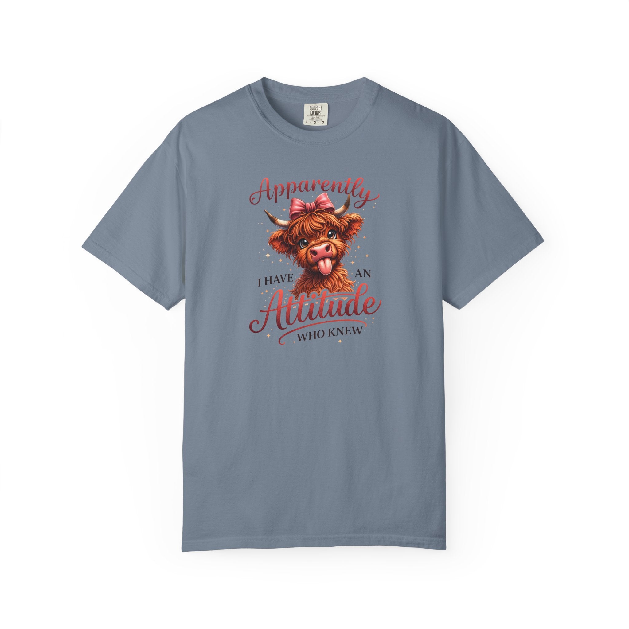Attitude Highland Cow T-Shirt — "Apparently I Have an Attitude" Cute Cow Graphic Tee