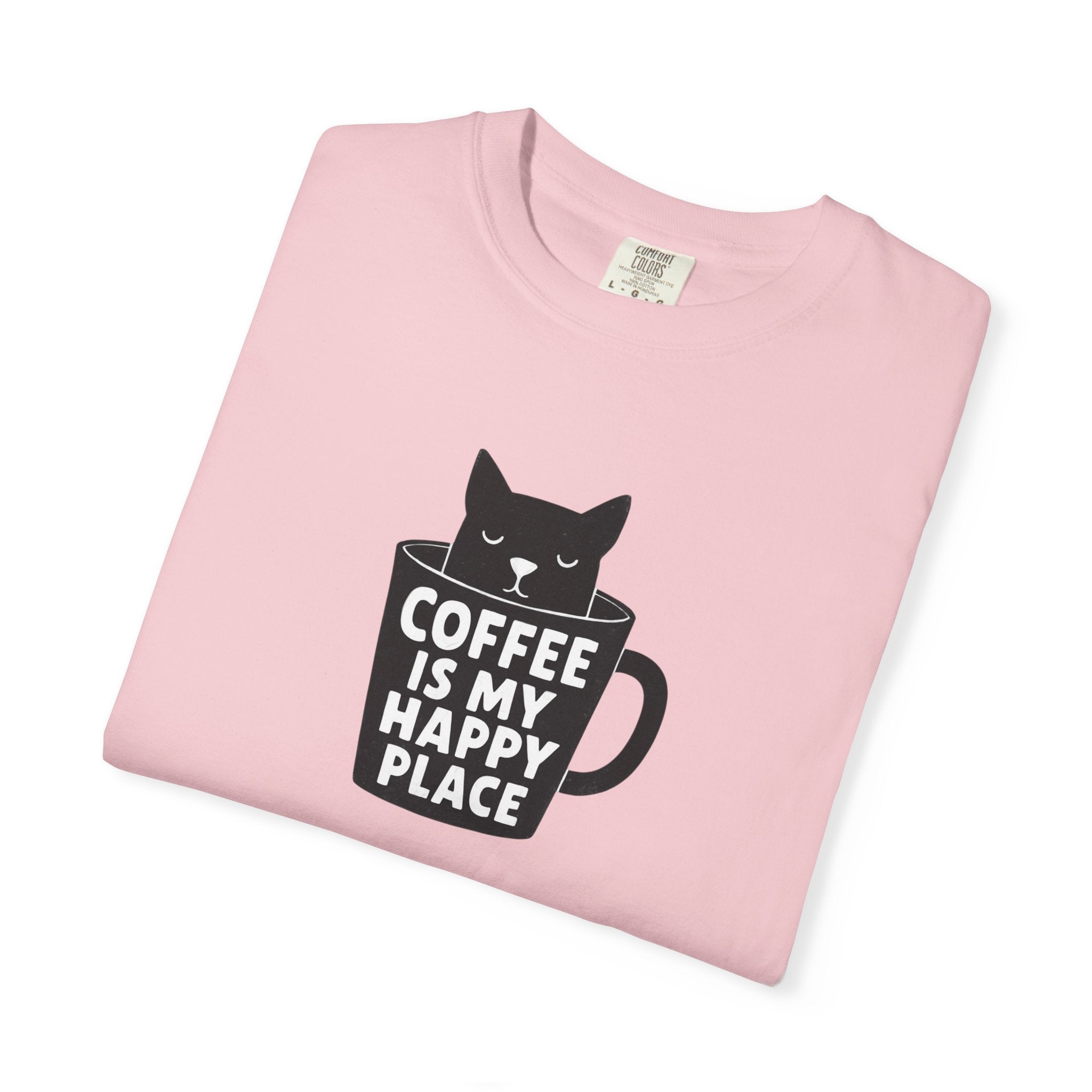 Coffee Is My Happy Place T-Shirt — Cat & Coffee Graphic Tee