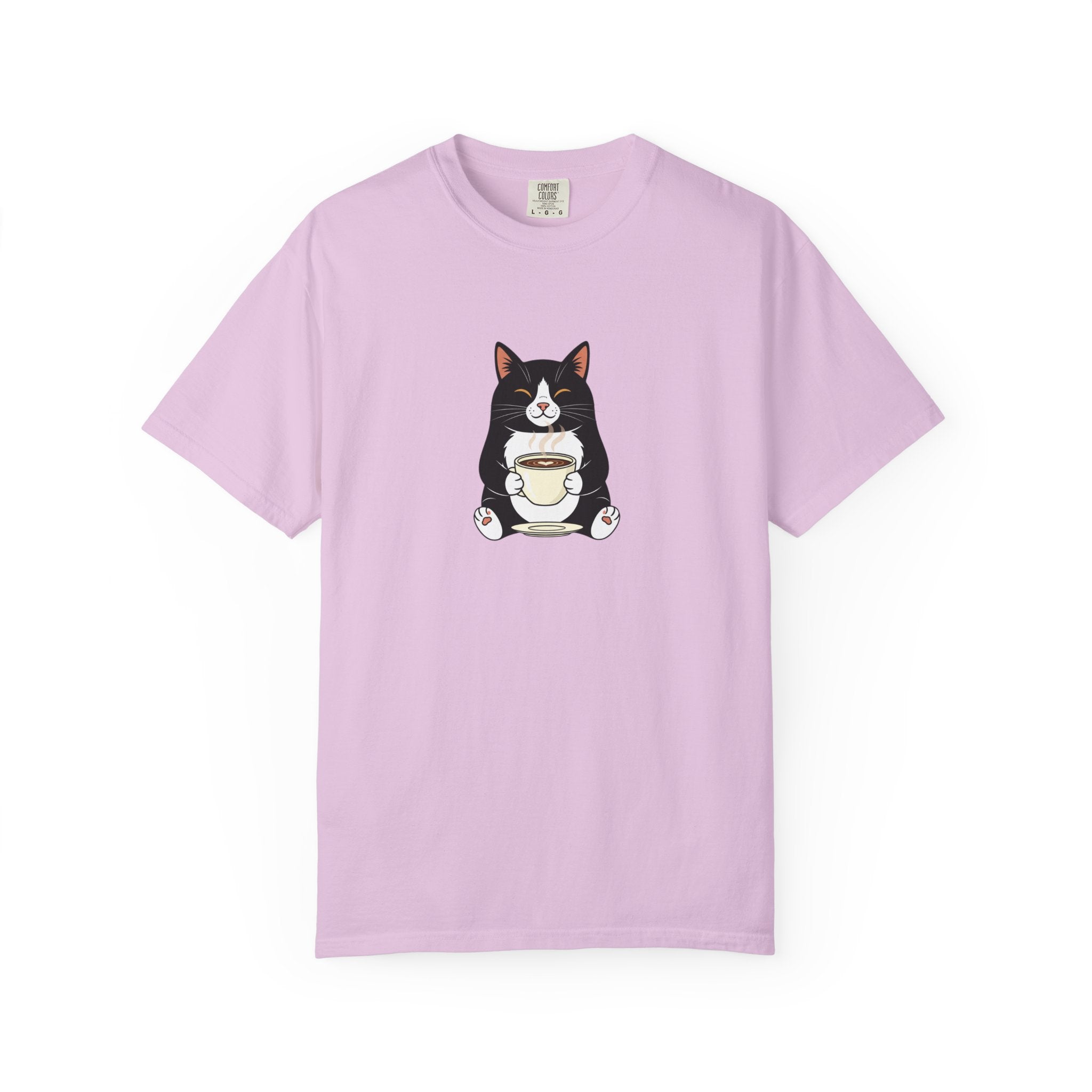 Tuxedo Cat Holding Coffee T-Shirt
