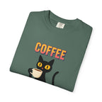 Coffee Cat T-Shirt — Cute Black Cat Holding Coffee Graphic Tee