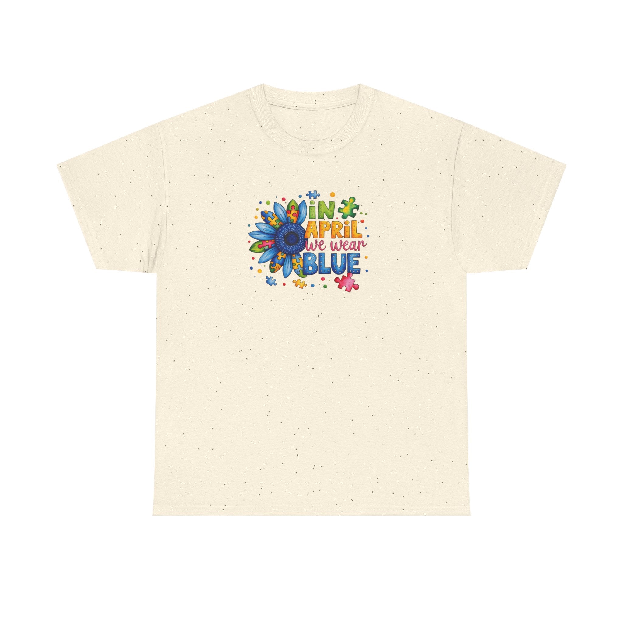 "In April We Wear Blue" Autism Awareness Floral Tee