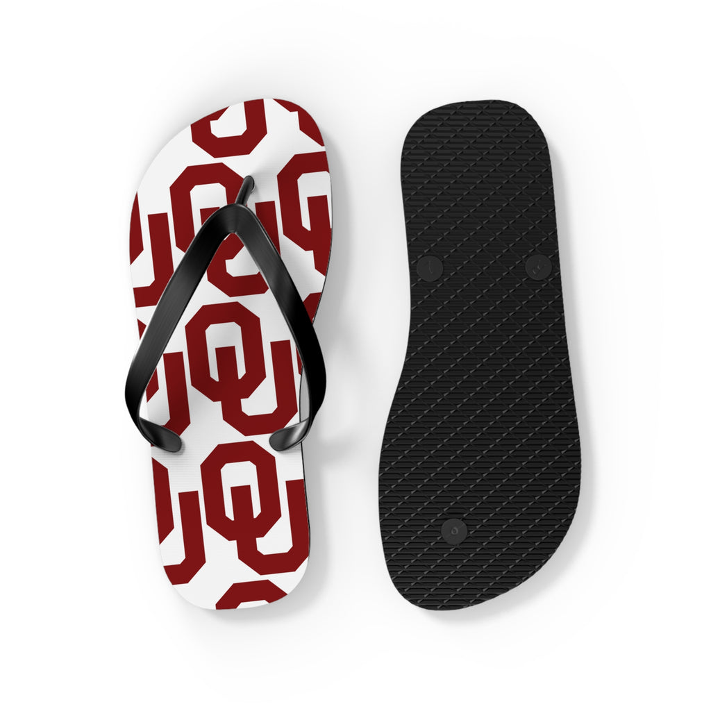 OU Crimson Logo Flip Flops — College Pride Beach Sandals