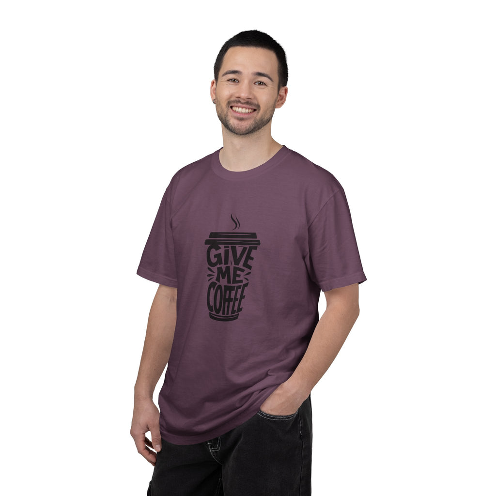 Give Me Coffee T‑Shirt — Fun Coffee Cup Graphic Tee for Coffee Lovers