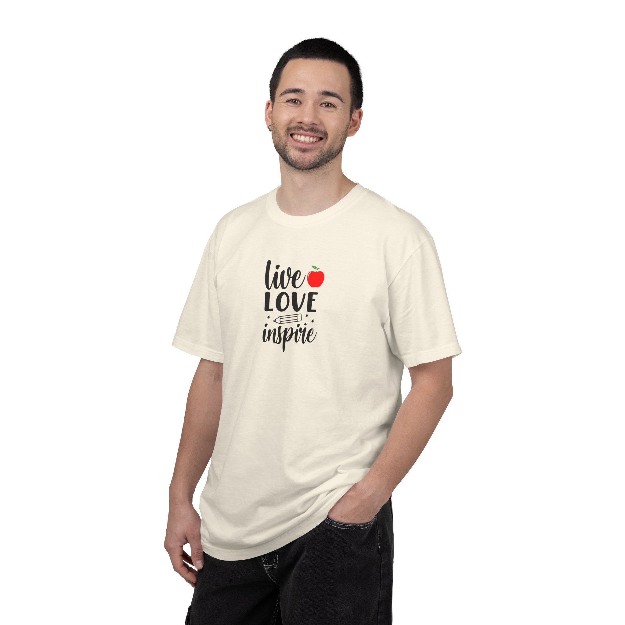 Live Love Inspire T-Shirt — Teacher Appreciation Apple Graphic Tee