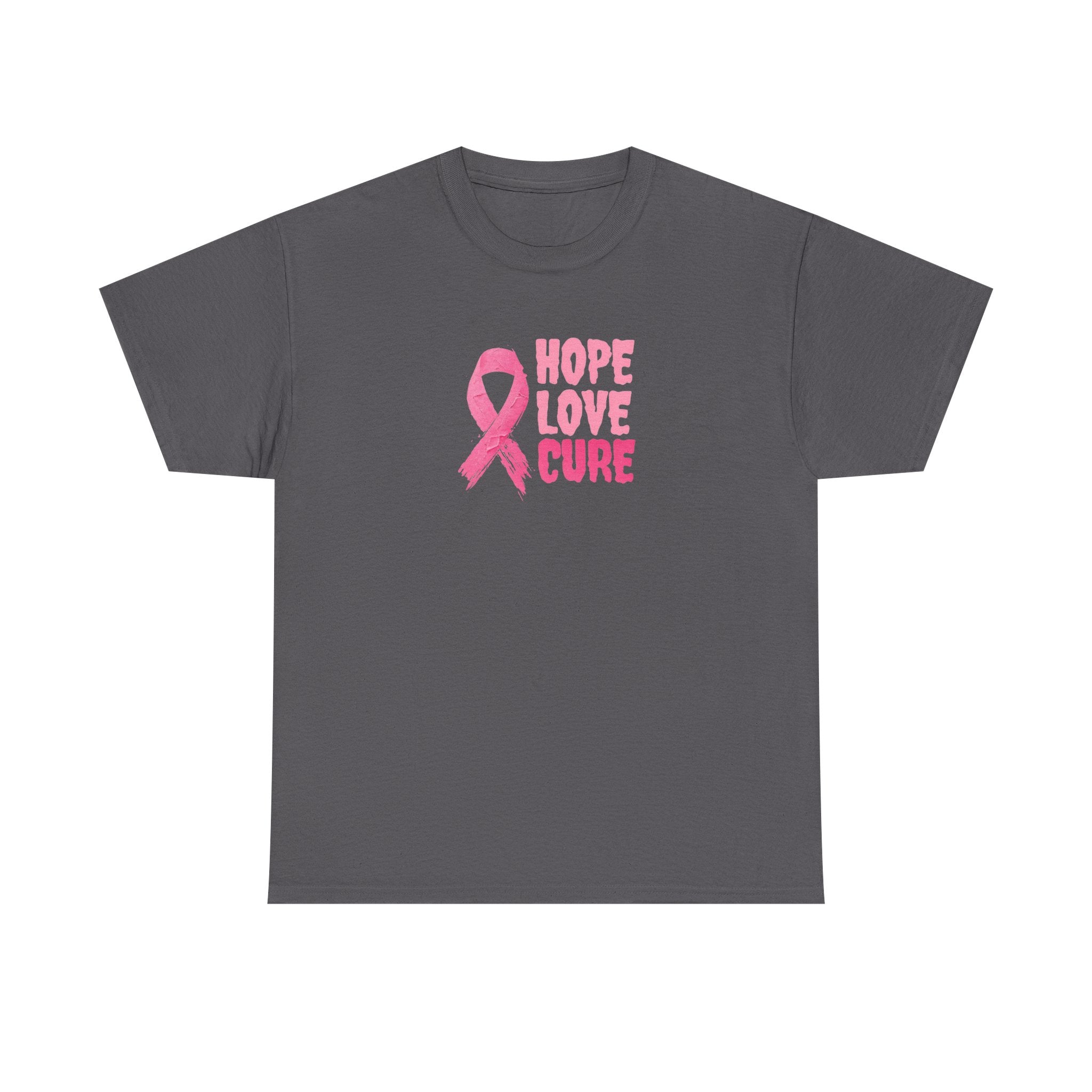 Breast Cancer Awareness Tee — Pink Ribbon "Hope Love Cure"