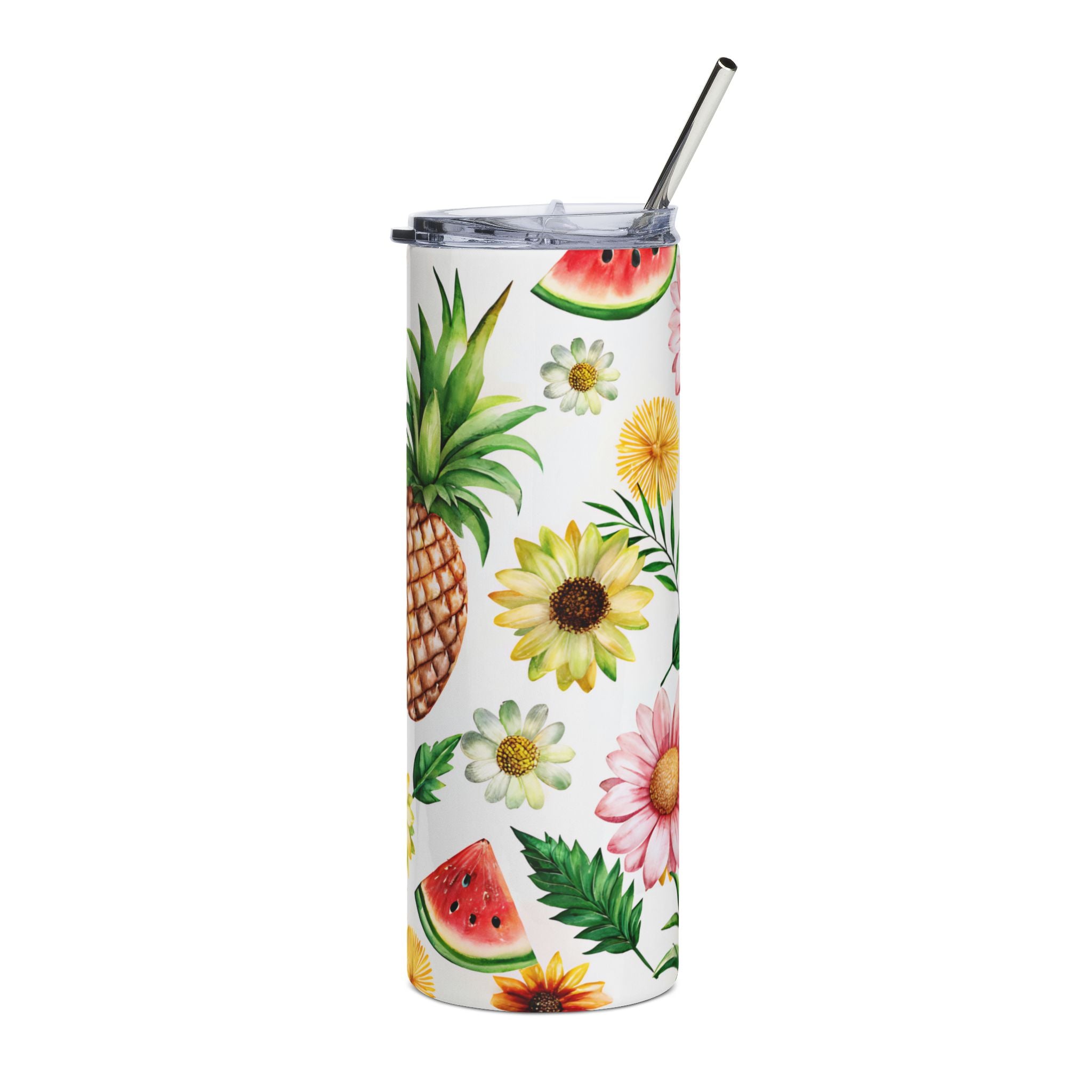 Tropical Pineapple & Watermelon Floral 20oz Stainless Steel Tumbler