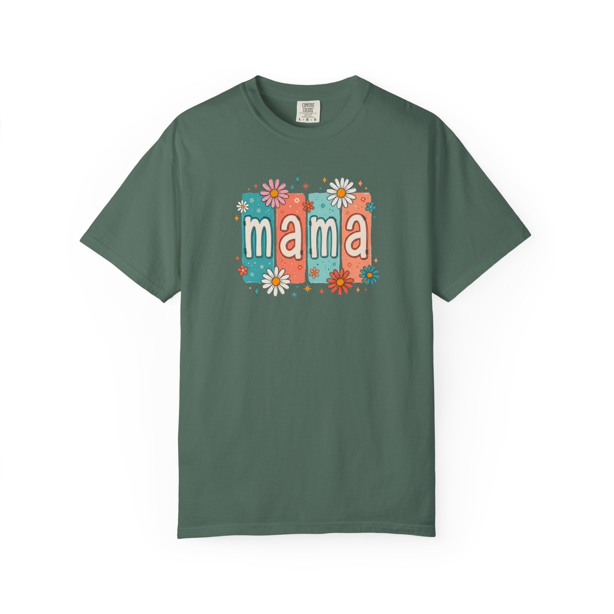 Mama Floral Tee — Retro Block Letter Mother's Day T-Shirt