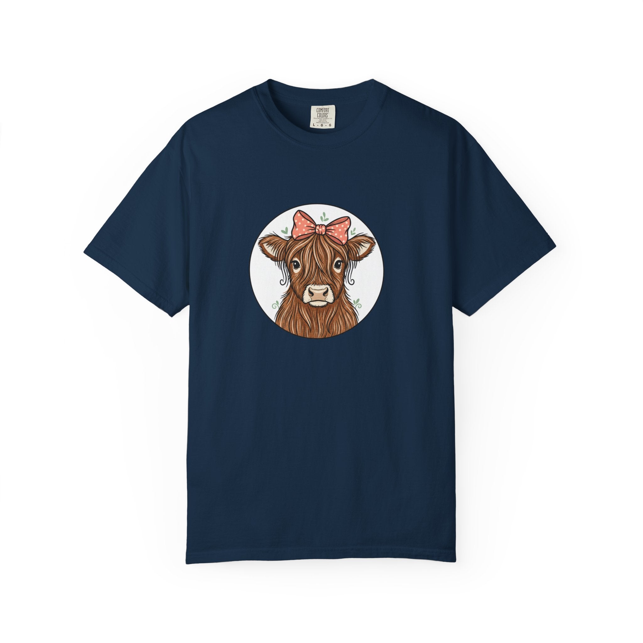 Highland Cow Tee — Cute Cow with Pink Bow Graphic T-Shirt