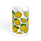 Lemon Pattern Sipper Glass — 16oz Decorative Straw Tumbler