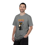 Coffee Cat T-Shirt — Cute Black Cat Holding Coffee Graphic Tee