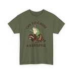 Off to Cause a Kerfuffle T-Shirt — Funny Frog Riding Raccoon Graphic Tee