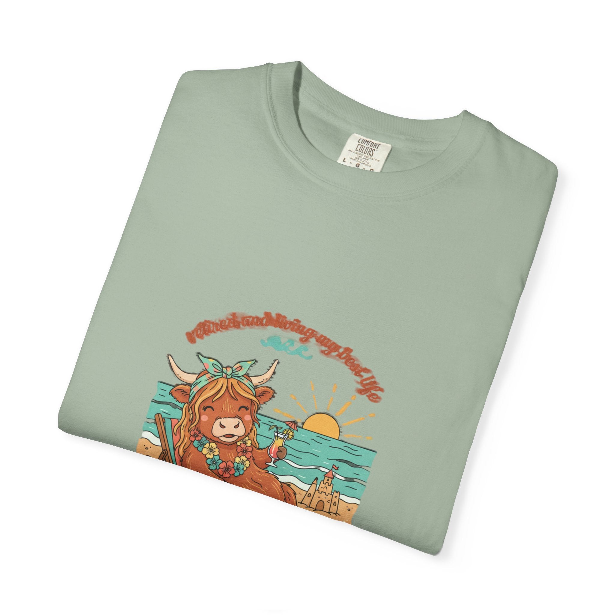Retired Highland Cow at the Beach T-shirt