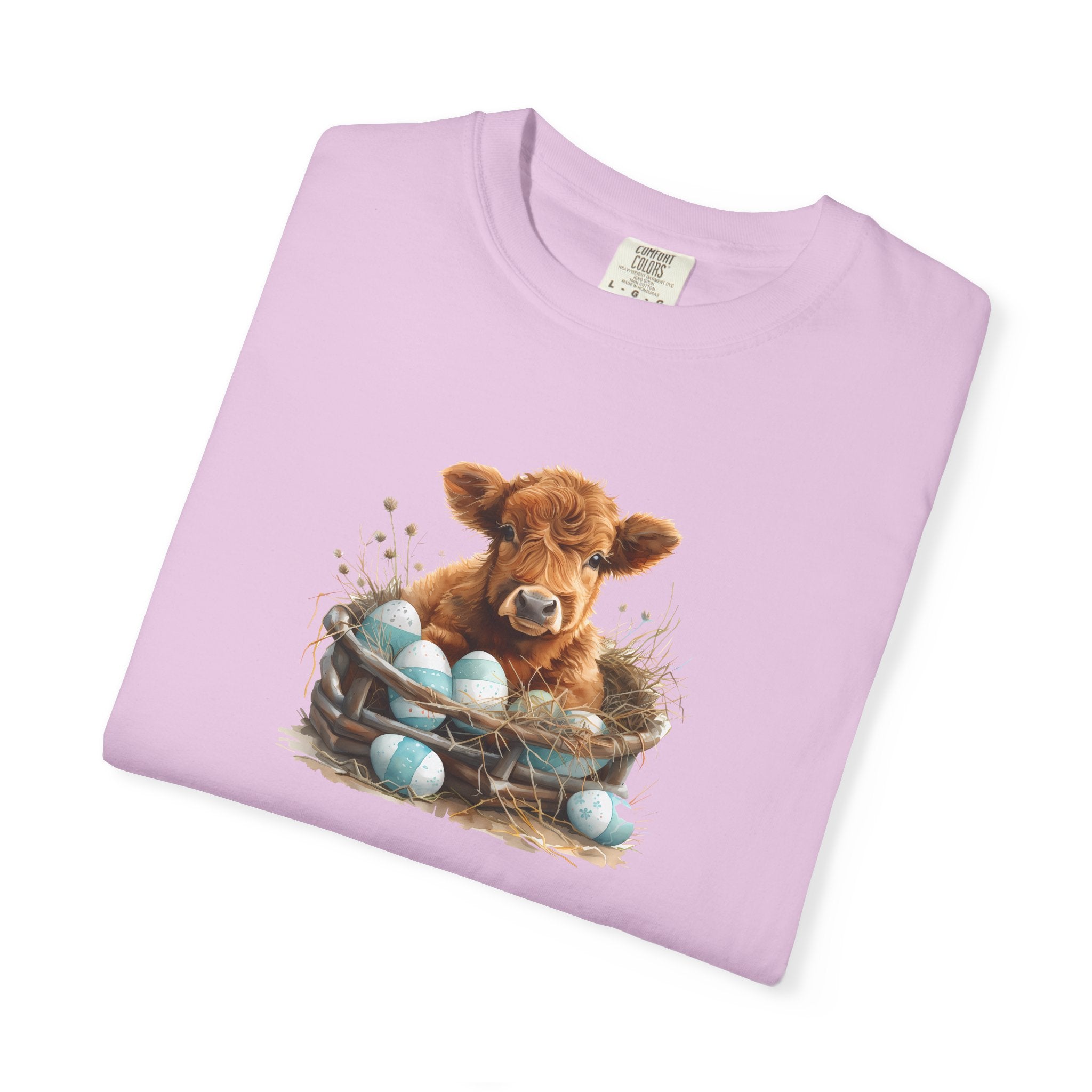 Easter Highland Cow Calf in Basket T-Shirt