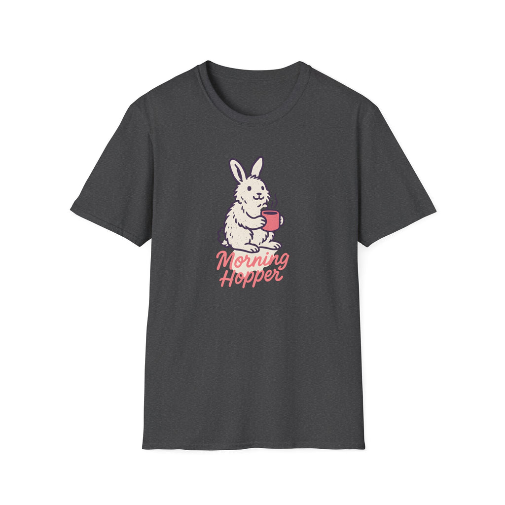 Morning Hopper Bunny T-Shirt — Cute Coffee Rabbit Tee