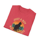 Cat Lover T‑Shirt — "Just a Boy Who Loves Cats" Vintage Sunset Tee