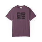 Teacher Repeat Graphic T-Shirt — Retro Stacked "Teacher" Tee