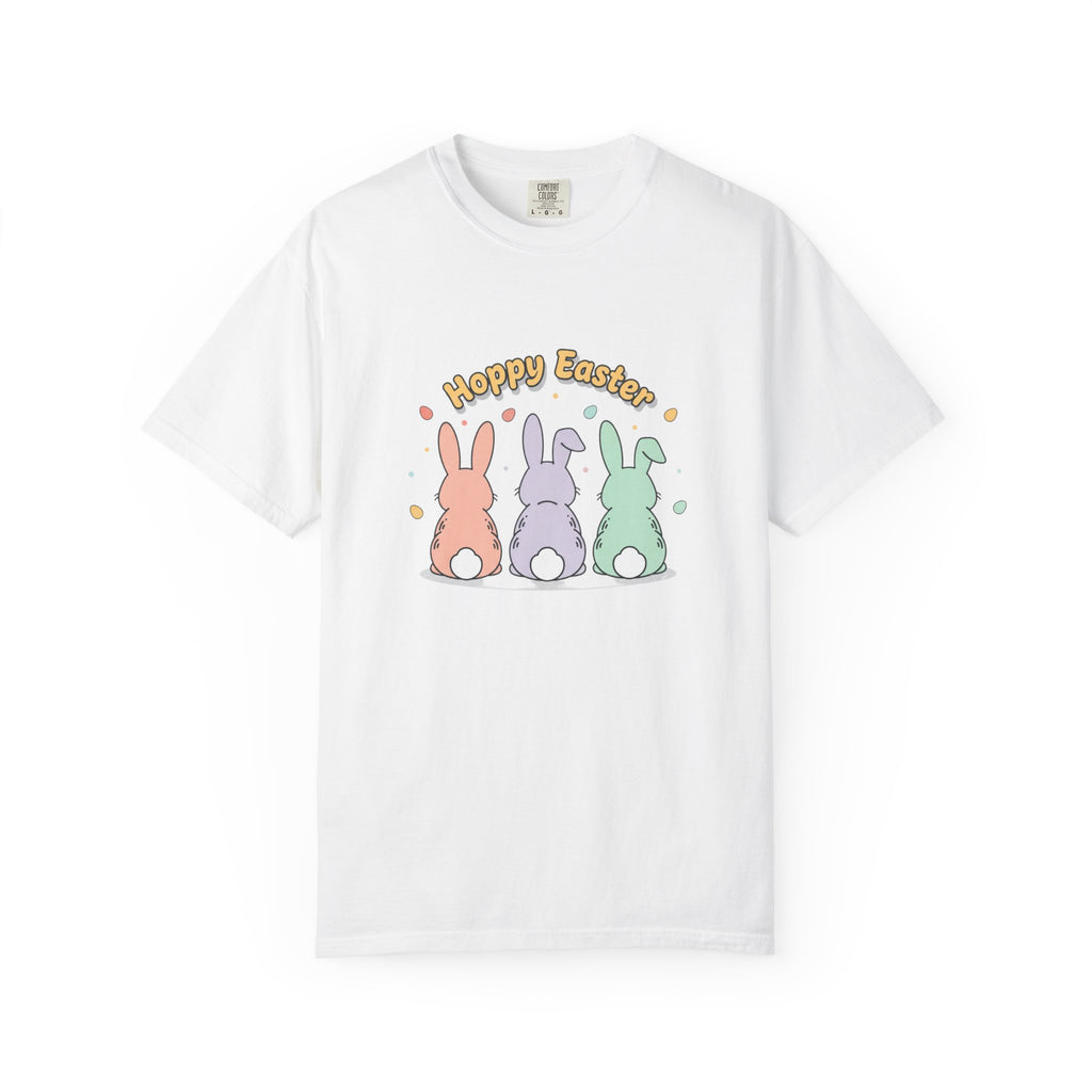 Easter Bunny Trio T-Shirt — "Hoppy Easter" Pastel Graphic Tee