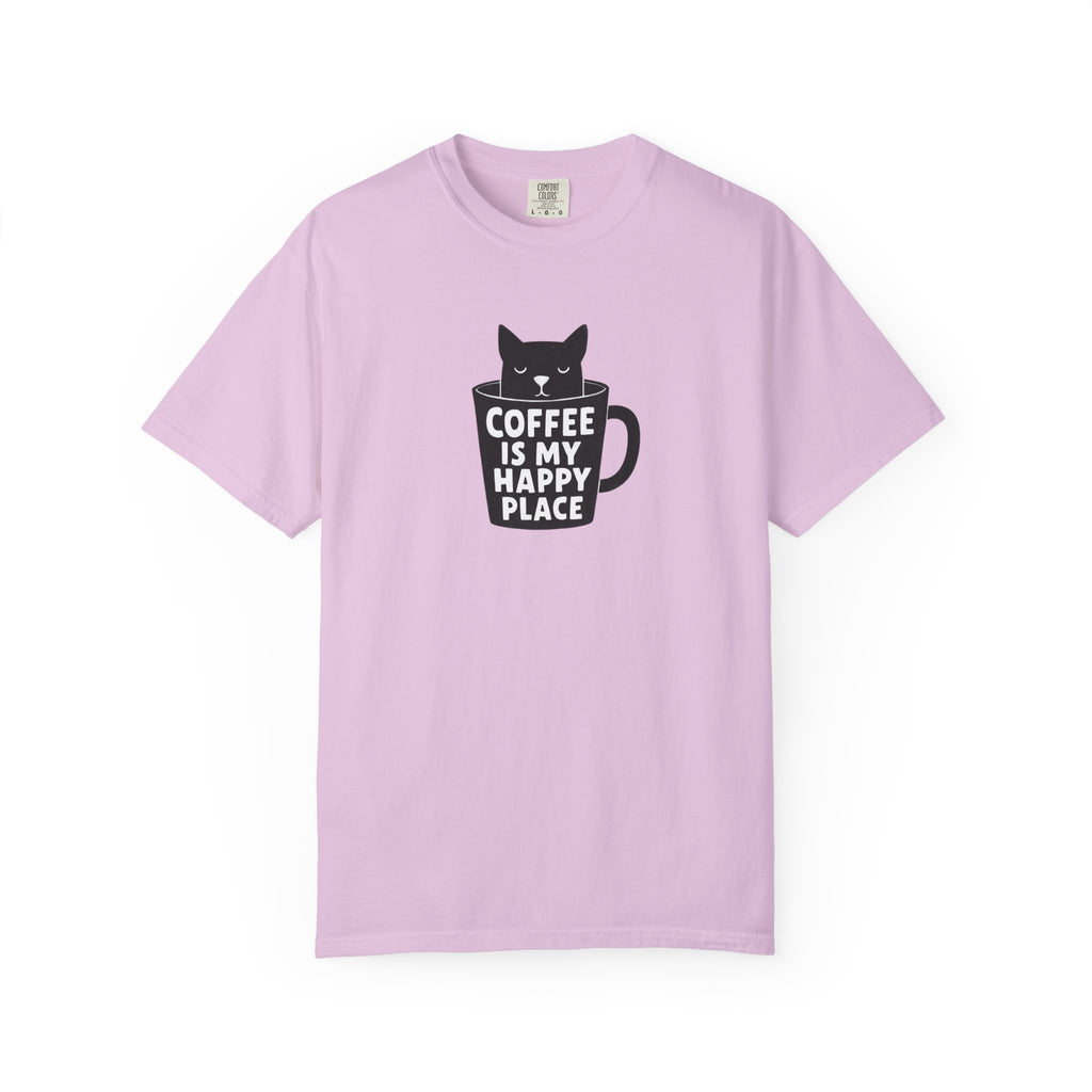 Coffee Is My Happy Place T-Shirt — Cat & Coffee Graphic Tee