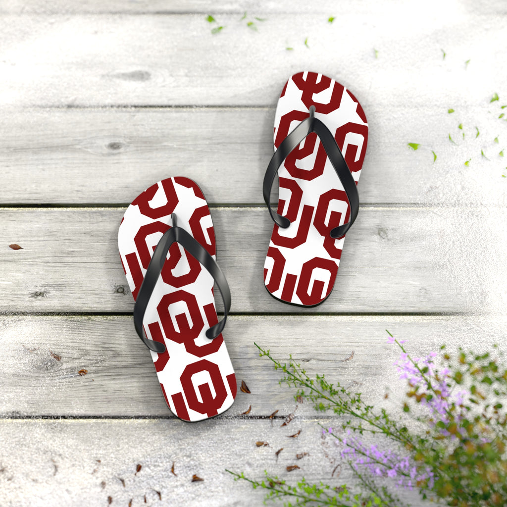 OU Crimson Logo Flip Flops — College Pride Beach Sandals