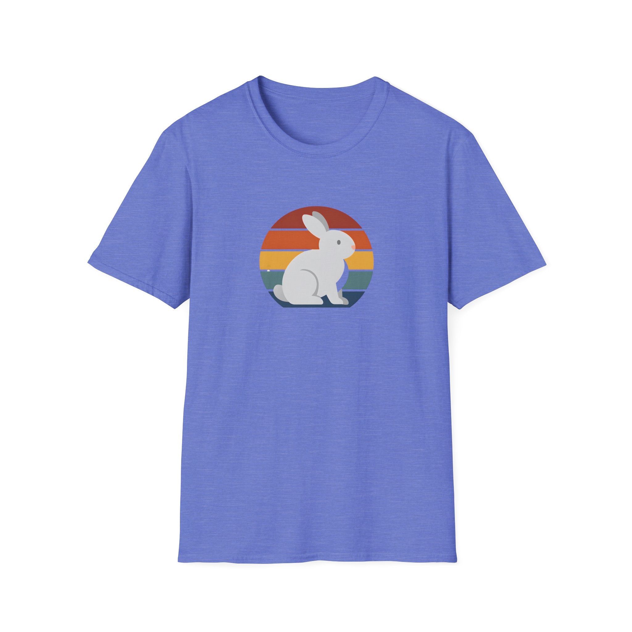 Retro Sunset Bunny T-Shirt — Cute Rabbit Vintage Stripe Tee