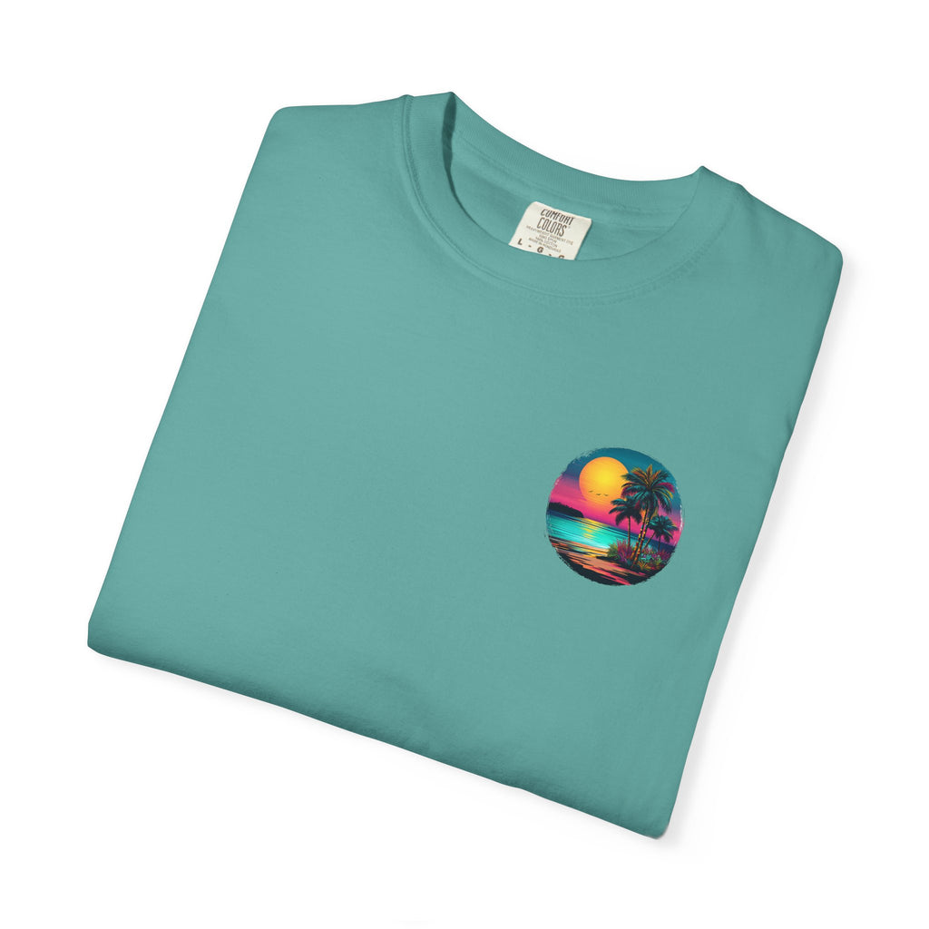Sunset Sand T-Shirt — Palm Tree Beach Graphic Tee