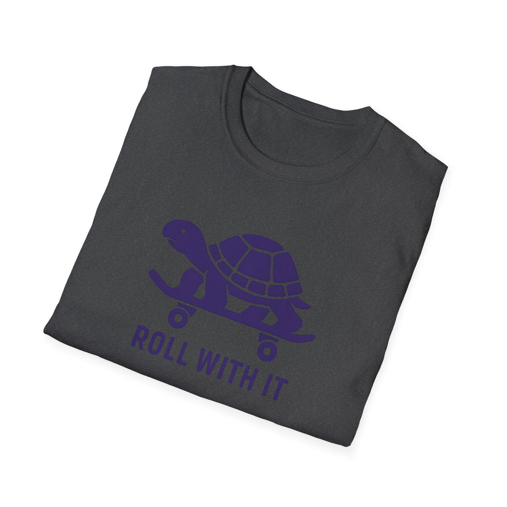 T-Shirt — "Roll With It" Turtle Skateboard Graphic Tee