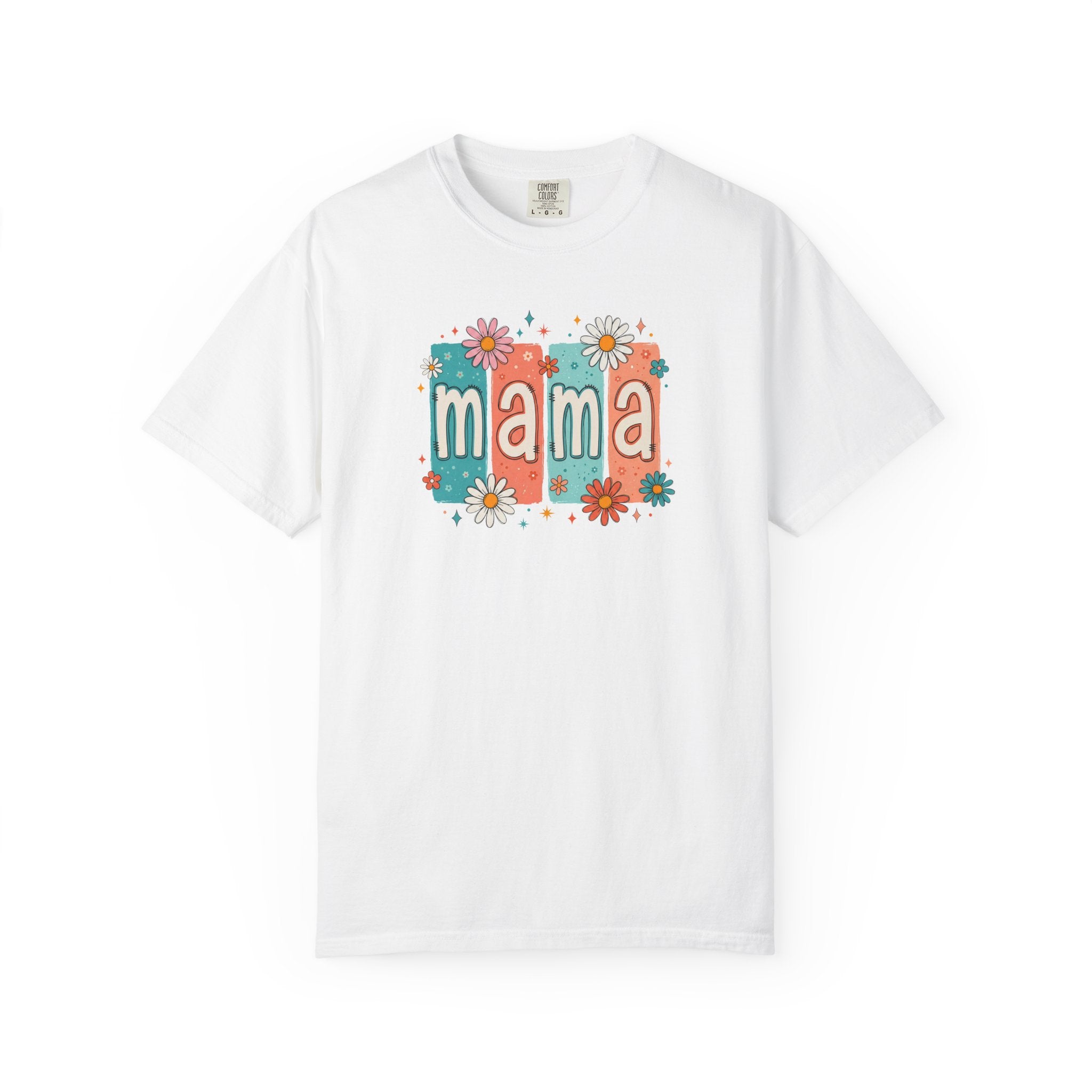 Mama Floral Tee — Retro Block Letter Mother's Day T-Shirt