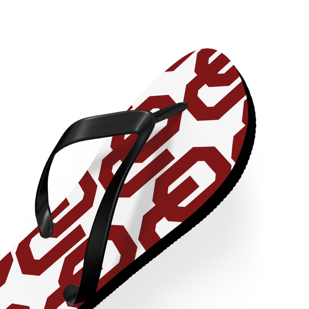 OU Crimson Logo Flip Flops — College Pride Beach Sandals