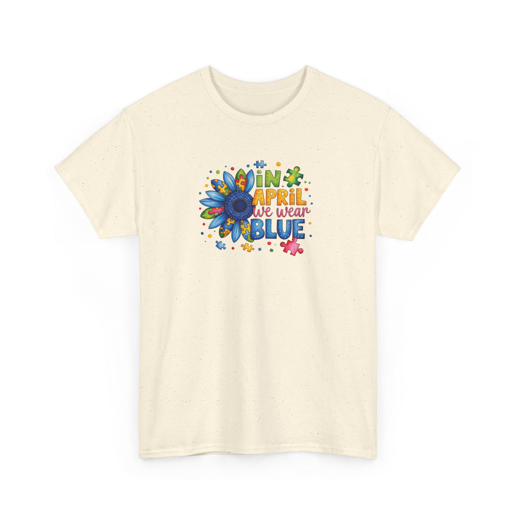 "In April We Wear Blue" Autism Awareness Floral Tee