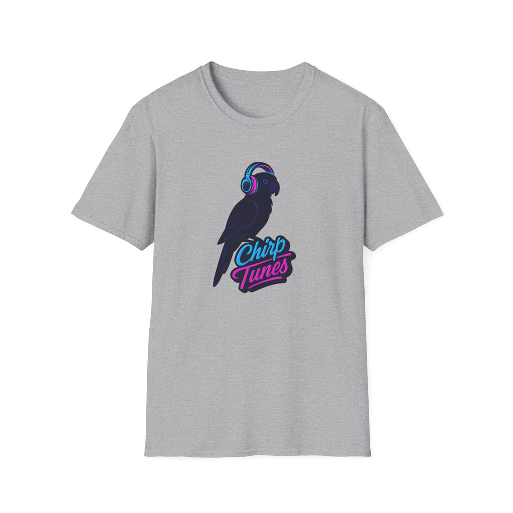 T-Shirt — 'Chirp Tunes' Parrot with Headphones Graphic Tee