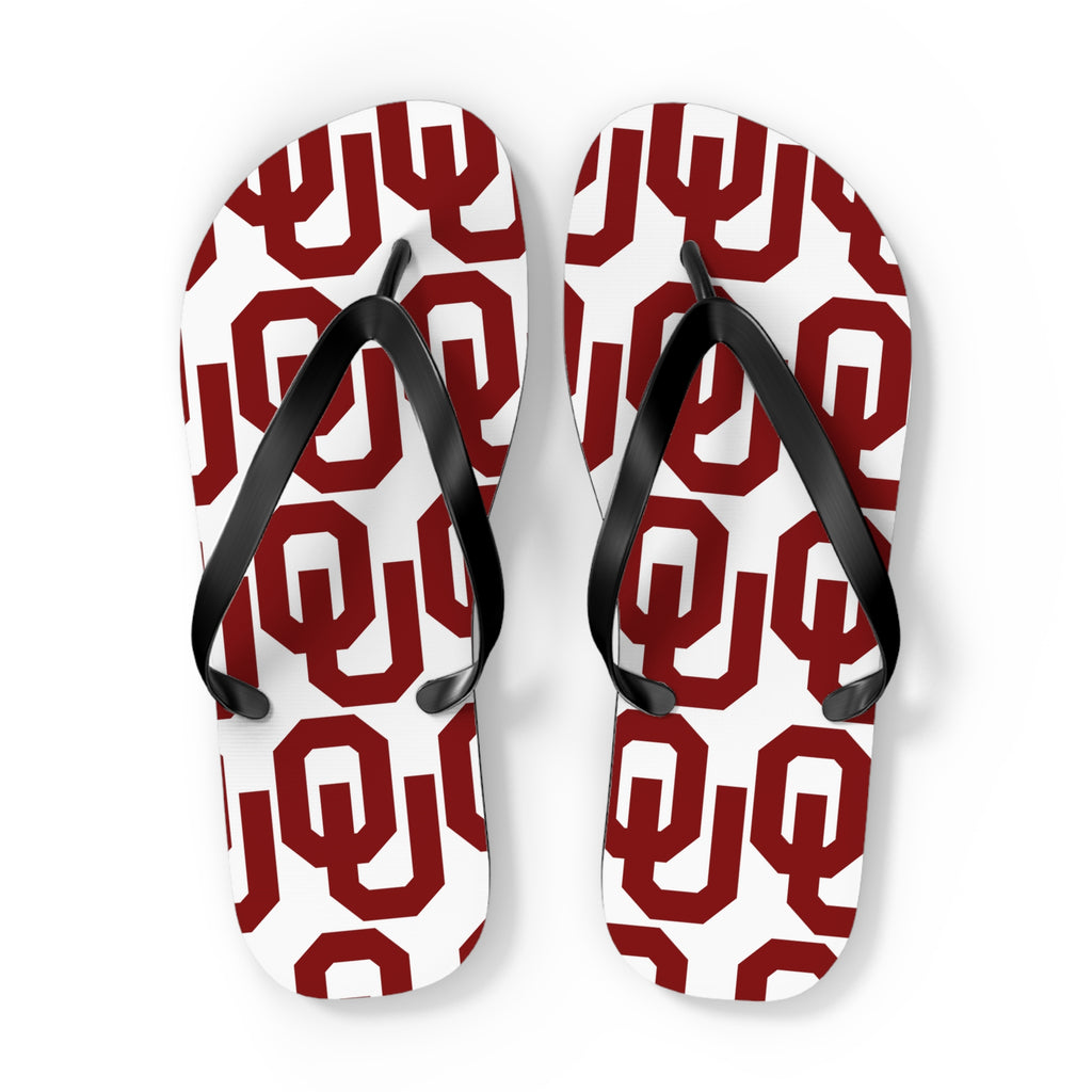 OU Crimson Logo Flip Flops — College Pride Beach Sandals